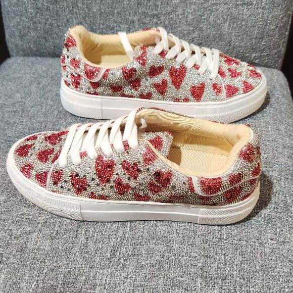 Betsey Johnson Suton/Sidny Heart Rhinestone Platform Sneakers - Picture 4 of 9